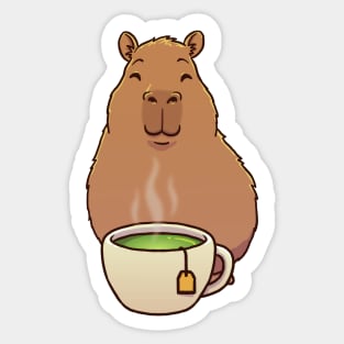 Capybara Cup of Green Tea Sticker